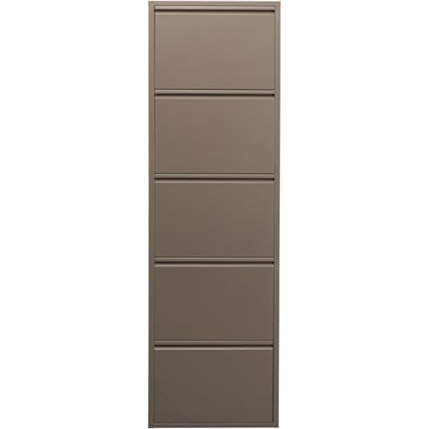 Kare Design Schuhschrank Caruso Taupe, Metall, mit 5 Klappen, Schuhablage für 10 Paar Schuhe, schmal, platzsparend, hoch, Schuhregal, Eingangsbereich, 170x50x15 cm (H/B/T)