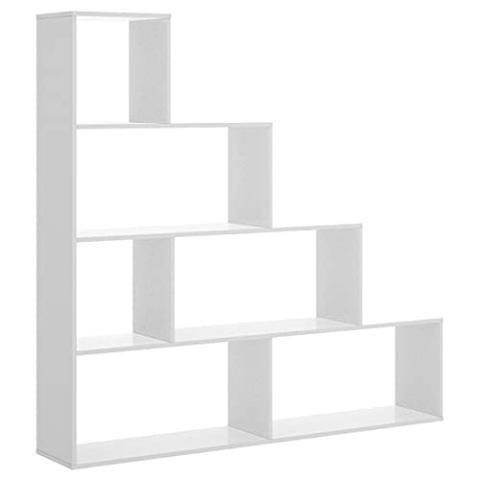 DEKIT GRUPO RIMOBEL LIQUIDATODO - Modernes und günstiges Treppenregal mit 4 Fächern, 145 cm, weiß glänzend 145 cm (H) x 145 cm (L) x 29 cm (T)