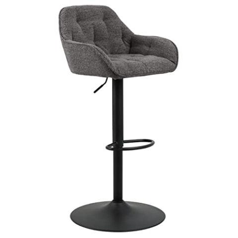 AC Design Furniture Bentley Lounge Barhocker 2er Set, Anthrazit Barhocker mit Rückenlehne und Armlehnen, Gepolsterte Barhocker mit Schwarzer Trompetenbasis, Hochstühle für die Hausbar, Esszimmermöbel