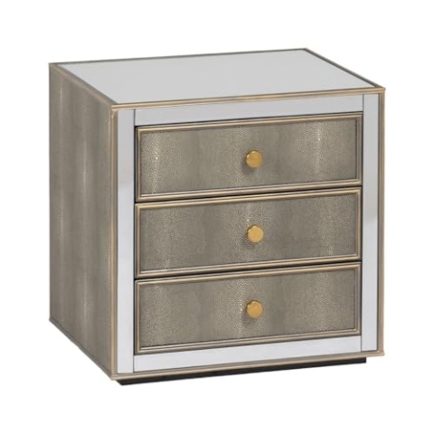 BigBuy Home Chloe Nachttisch, goldfarben, Spiegel, Glas, MDF, 51 x 41 x 51 cm