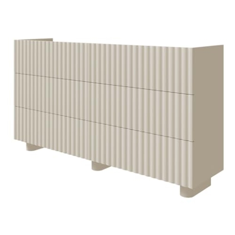 Selsey Kommode Fiorra 84 x 147 x 38,8 cm – Elegante Weiße Kommode Mit Schubladen - Abgerundete Rillenfronten - Hochwertige MDF- und Laminatplatten - Cashmere-Ton Passt Zu Jeder Einrichtung