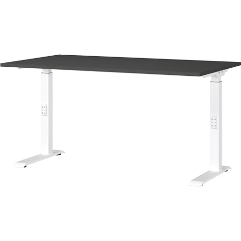 Germania Schreibtisch 7904-569, in Graphit/Weiß, me. höheneinst., 140 x 91 x 80 cm (BxHxT)