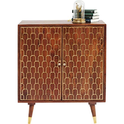 Kare Design Kommode Muskat, kleine Kommode, schmales Sideboard mit 2 Türen, mit goldenen Akzenten, Retro Look, Vintage, Wohnzimmer, Schlafzimmer, Flur, Aufbewahrung, Stauraum, (H/B/T) 90x75x40 cm