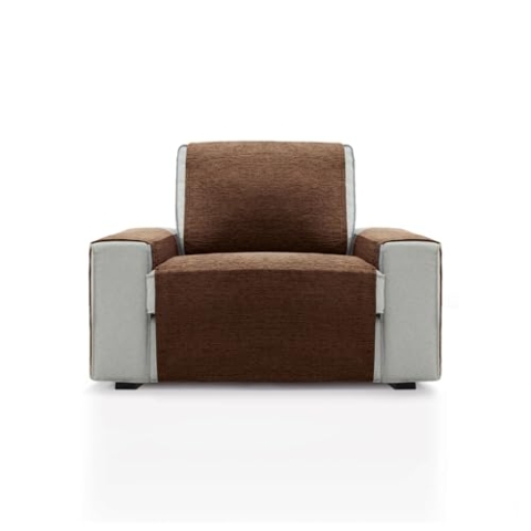 FAVERTI® Sesselüberwurf für 1-Sitzer oder Relaxsessel, 55 cm, Modell PEGO | Braun | Chenille fühlt Sich besonders weich an, hochwertiger Sesselschutz, recyceltem Material
