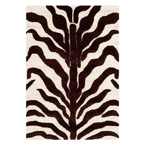 SAFAVIEH Zebra Teppich für Wohnzimmer, Esszimmer, Schlafzimmer - Cambridge Collection, Kurzer Flor, Elfenbein und Braun, 183 X 274 cm