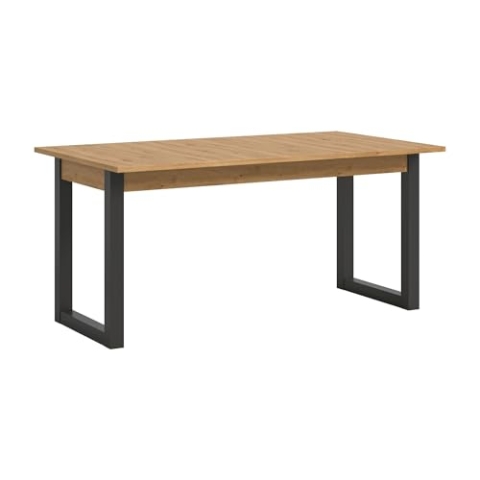 xonox.home Tisch Seattle Esstisch Küchentisch Esszimmertisch Clubtisch Tisch eckig in Fußgestell grau Nb. Tischplatte Artisan Eiche Nb.ca. 150-190x76x90 cm ausziehbar