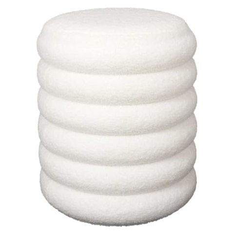 HOME DECO FACTORY, HD7623, Bouclette Freya Aufbewahrungs-Pouf, Natural Crush, Möbel, Sitz, Pouf und Bodenkissen, 37 x 43,5 x 37 cm, Sitzhöhe 43,5 cm, Weiß