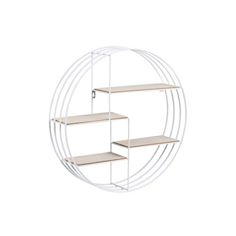 AC Design Furniture Nadine Rundes Wandregal aus Metall Weiß mit 4 Ablagen, Kleine Wanddeko, Weißes Schweberegal, Hängeregal im Industriestil, Ø: 10 x H: 45 cm, ‎72166