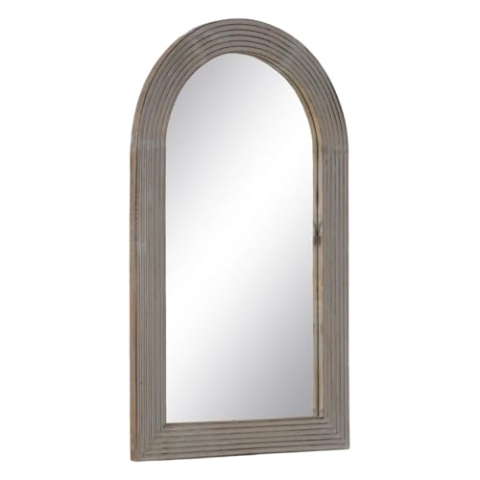 BigBuy Home Wandspiegel, Naturweiß, Glas, Mangoholz, MDF, vertikal, 64,8 x 3,8 x 108 cm