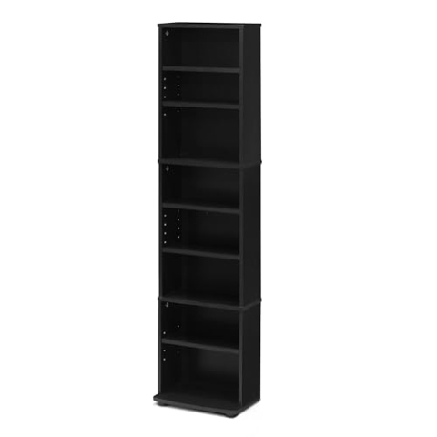 Furinno Platzsparender Multimedia-Turm mit 8 Fächern, Espresso, 14.61 x 32.39 x 137.41 cm