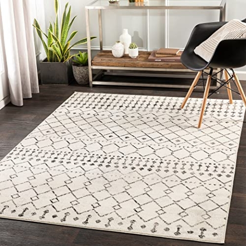 Livabliss Abu Dhabi Teppich Wohnzimmer Boho, großer Teppich Schlafzimmer 200x274 cm - Teppich für Esszimmer mit geometrischem Muster, Skandinavischer Wohnzimmerteppich modern in Elfenbein, Grau