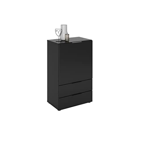 FMD Möbel Dark 3 Vitrine, Holzwerkstoff, schwarz, rechteckig