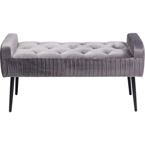 Kare Design Bank Lofty, Grau/Schwarz, Bank, Garderobenbank, Samtoptik, Stahl Beine, 55x103x40 cm (H/B/T)