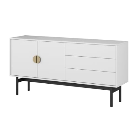 Selsey TV Schrank Board Sideboard Fernsehtisch Fernsehschrank 154 cm Schubladen Weiß Stoon