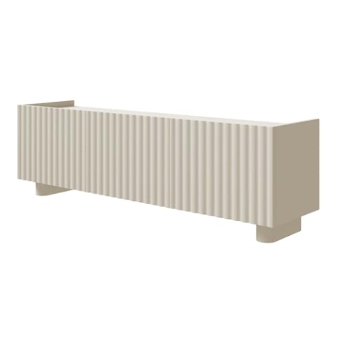 Selsey TV Lowboard Fiorra 49 x 144 x 38,3 cm - Modernes TV Schrank Design mit Kaschmir-Farbton - Laminierte Spanplatten & MDF - Push-to-Open - Kabeldurchlass - 3 Fächer - Wohnzimmer Fernsehschrank