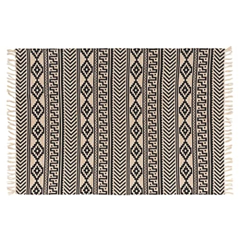 Douceur d'Intérieur, Rechteckiger Teppich mit Fransen, 120 x 170 cm, Baumwolle/Jute, Bedruckt, Manille
