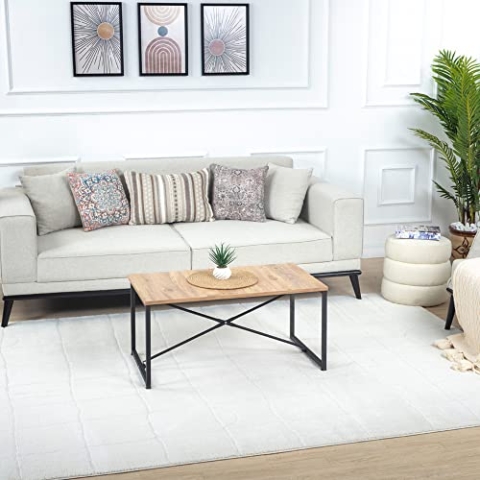 Livabliss Boden Teppich Wohnzimmer Boho - Großer Schlafzimmer 160x213 cm Mit Geometrischem Muster, Skandinavischer Modern in Creme für Esszimmer