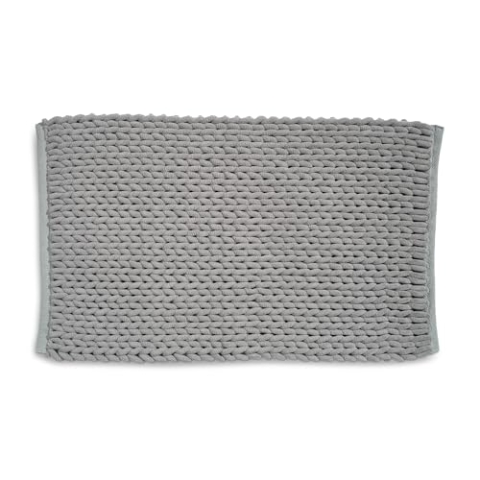 kela Badematte rutschfest 70 x 120 x 2 cm Marie, Badezimmerteppich grau, waschbar, recyceltes Polyester & Baumwolle, Badvorleger in Strickstruktur