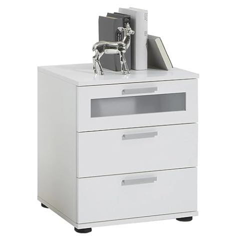FMD furniture Nachttisch, Spanplatte, Weiß, ca. 45x53,5x38 cm