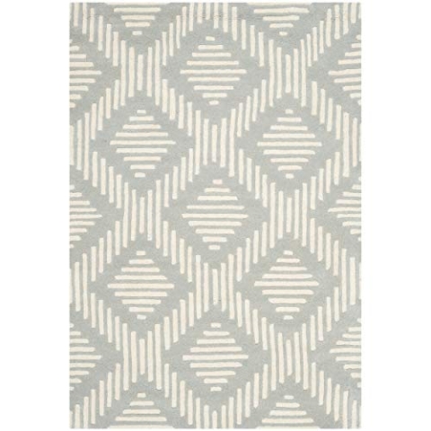 SAFAVIEH Zeitgenössische Teppich für Wohnzimmer, Esszimmer, Schlafzimmer - Chatham Collection, Kurzer Flor, Grau und Elfenbein, 122 X 183 cm
