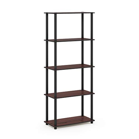 Furinno Turn-N-Tube 5-stufiges Mehrzweck-Regal-Präsentationsregal, dunkle Kirsche/Schwarz