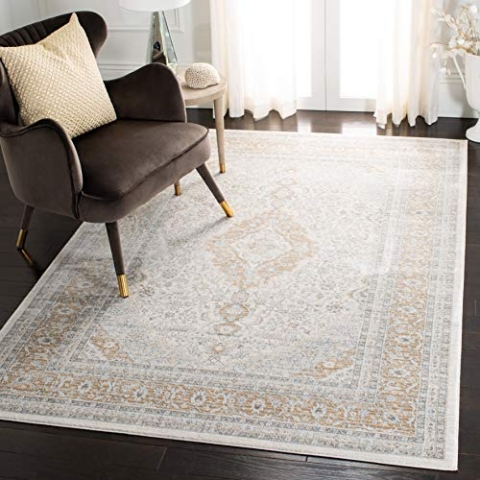 SAFAVIEH Traditionell Teppich für Wohnzimmer, Esszimmer, Schlafzimmer - Isabella Collection, Kurzer Flor, Creme und Beige, 91 X 152 cm