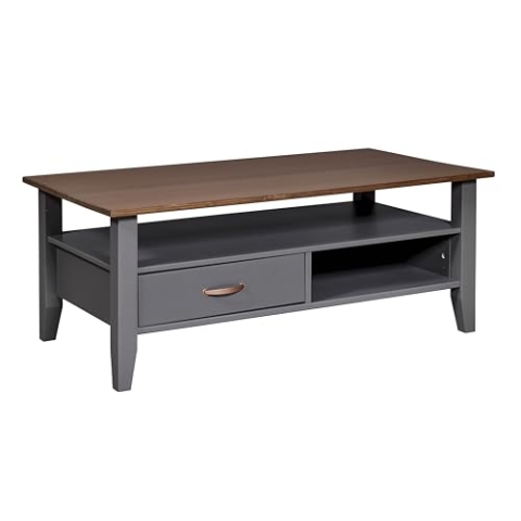 Inter Link - Couchtisch - Massivholztisch - Wohnzimmertisch - Sofatisch - Kiefer Massivholz - Spanplatte beschichtet- Artisan Eiche Optik - Anthrazit - Luzerna