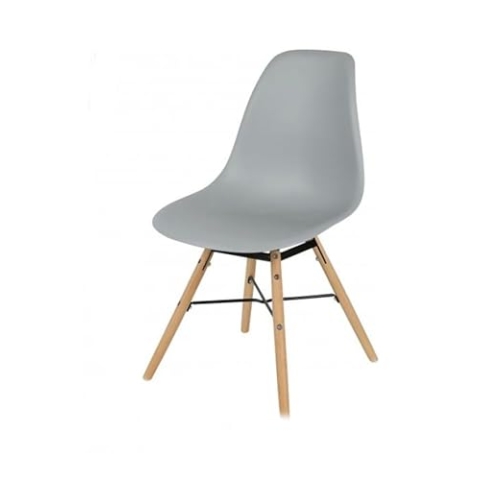 Urban Living "JENA Stuhl, hellgrau, Polypropylen, Gestell aus schwarzem Metall und Holzfuß, 45,5 x 52 x 42 x 81 cm