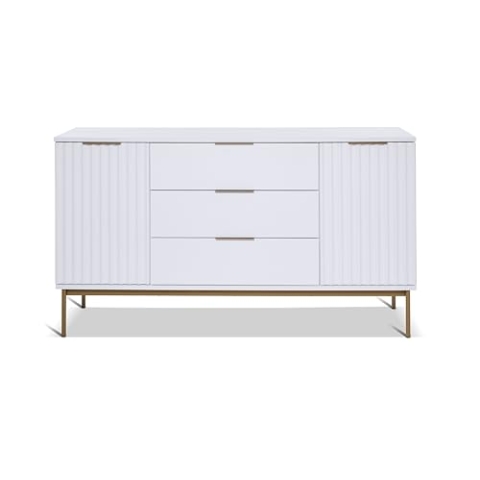 Jahnke Sideboard, Engineered Wood, Weiss/Goldfarben, One Size