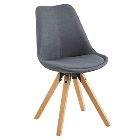 AC Design Furniture Nadia Esszimmerstühle 2er Set, Graue Küchenstühle, Polstersitz in Flachgewebe und Holzbeine, Dunkelgrau/Natur, Esszimmermöbel im Skandinavischen Stil, B: 48,5 x H: 85 x T: 55 cm