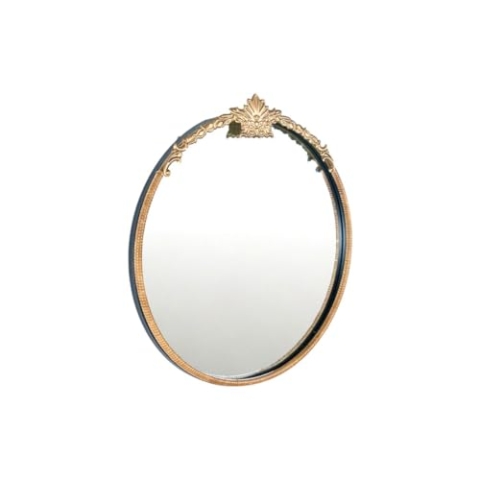 Romimex Wandspiegel, goldfarben, natürliches Metall, Rattan, 4 x 65 x 62 cm
