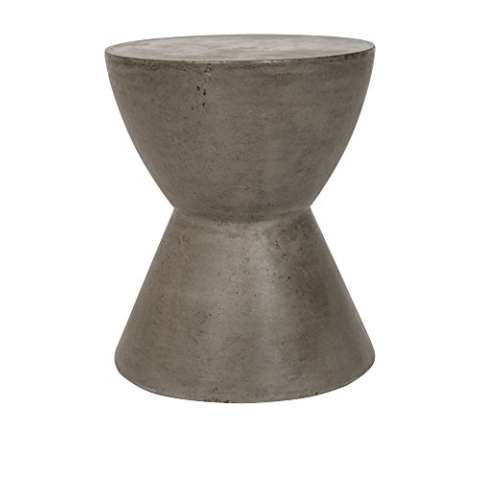 SAFAVIEH Modern Outdoor Cement Stool, in Dark Grey, 38 X 38 X 44.95