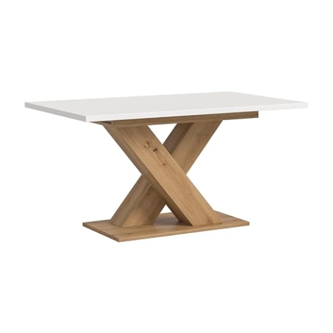 xonox.home Tisch Motion X4AH4T56 Ausziehbarer Esstisch in Artisan Nb. und weiß Nb. mit X-Fußgestell, ca. 150-190x76x90 cm
