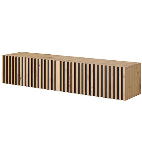 Selsey TV Schrank Board Sideboard Fernsehtisch Fernsehschrank 138,6 cm Hängend Artisan Eiche Schwarz Mit Lamellierter Front Telire