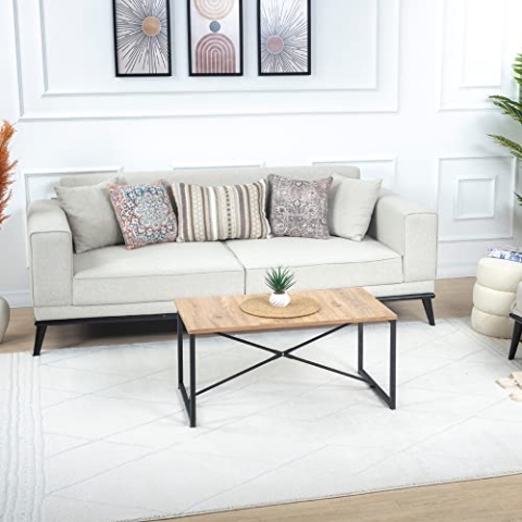 Surya Linkka Teppich Wohnzimmer Boho, großer Teppich Schlafzimmer 200x275 cm - Teppich für Esszimmer mit geometrischem Muster, Skandinavischer Wohnzimmerteppich modern in Creme