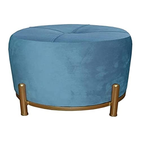 Dkd Fußstütze Home Decor Blau Polyester Metall Gold (38 x 38 x 34 cm)