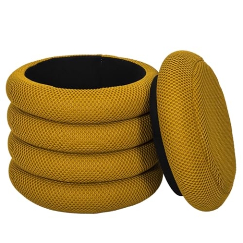 HOME DECO FACTORY, HD0425, Gelber Aufbewahrungshocker im modernen Design, vielseitiger und praktischer Sitz, leicht und einfach zu bewegen, Maße 37 x 42 x 37 cm, gelbe Farbe