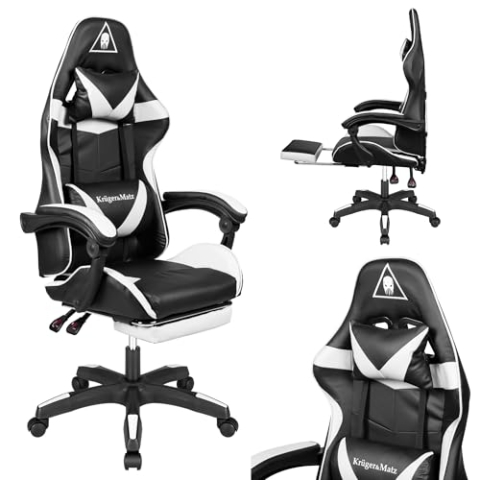 Krüger&Matz Gaming Stuhl GX-150 KM0790-BW, Schwarz-Weiß