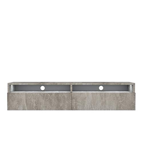 Selsey REDNAW - TV-Schrank / TV-Board stehend / hängend, 140 cm breit (Betonoptik Matt mit LED)
