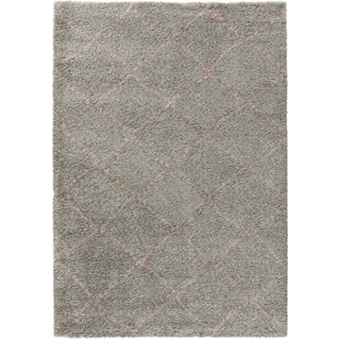 Mint Rugs Hochflor Teppich Hash Grau Rosa, 200x290 cm