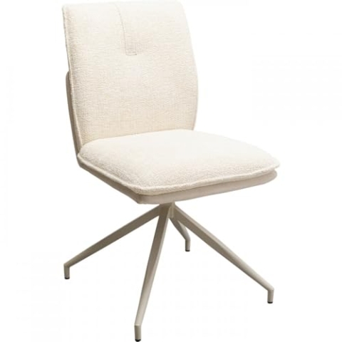 Kare Design Drehstuhl Hilla, Weiß, Esszimmerstuhl, Polsterstuhl, 49 cm Sitzhöhe, 180 Grad Drehbar, Wohnzimmer, 85x61x47 cm (H/B/T)