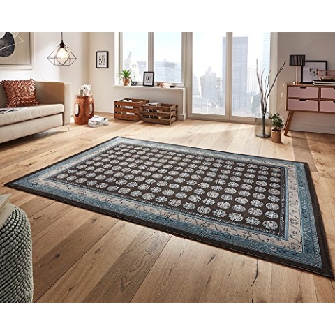 Mint Rugs 102701_120x170 Design Velours Teppich Attire, Kunstfaser, anthrazit/blau, 170 x 120 x 0.5 cm