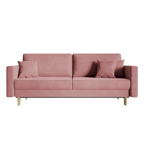 Selsey Valico- Schlafsofa für 3 Personen mit Schlaffunktion, 230 cm, Rosa Velvet
