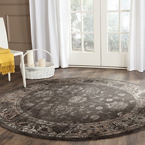 SAFAVIEH Traditionell Teppich für Wohnzimmer, Esszimmer, Schlafzimmer - Vintage Collection, Kurzer Flor, Weiches Anthrazit, 183 X 183 cm