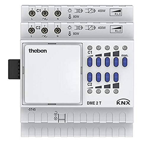 Theben 4930275 DME 2 T KNX 2-fach Universal Dimmaktor Erweiterungsmodul für MIX2 Serie Grundmodul I Erweiterung um 2 Kanäle I Dimmbereich 0-100% I Optimal für LED bis 400 W