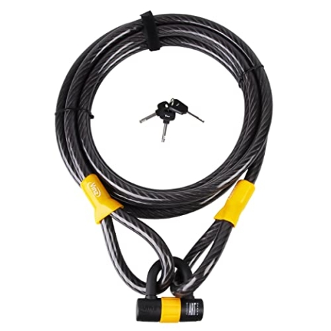 VINZ Kibo Schlaufenkabel ø20mm | ART 1 Zertifikat | Stahlseil mit Kunststoff ummantelt | Kabelschloss aufrollbar 3m - 10m Lang mit Schlüsseln | geeignet als Bootsschloss/Gartenmöbel zu sperren (3m)