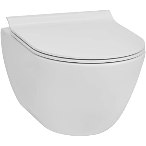 Ben Segno Kompakt-WC mit Free-Flush und Nanobeschichtung inkl. Slimseat WC-Sitz Matt Weiß - Hänge-WC mit Tiefspül - Keramik