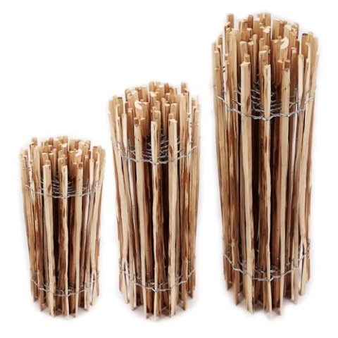 5m Aquagart Staketenzaun 100cm hoch Lattenabstand 4-6cm Gartenzaun Kastanienzaun aus Haselnuss Langlebiger Holzzaun Holz Zaun mit doppelter Drahtumspannung Rollzaun