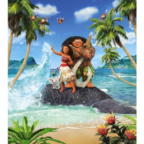 Komar Disney Vlies Fototapete - Moana Beach - Größe: 250 x 280 cm (Breite x Höhe) - Kindertapete, Mädchen, Kinderzimmer, Tapete - IADX5-012