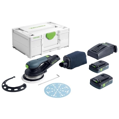 Festool Akku-Exzenterschleifer ETSC 2 150 4,0 I-Plus incl M8 Schleifteller D:150mm MULTI-JET-Stream 2 (weich W-HT), 2x Akkupack BP 18 Li 4,0 HPC-ASI im Systainer SYS3 M 187